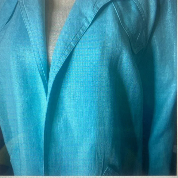 Elliott Lauren Open Jacket in Sky Blue 100%Linen Size 10 - Picture 3 of 12